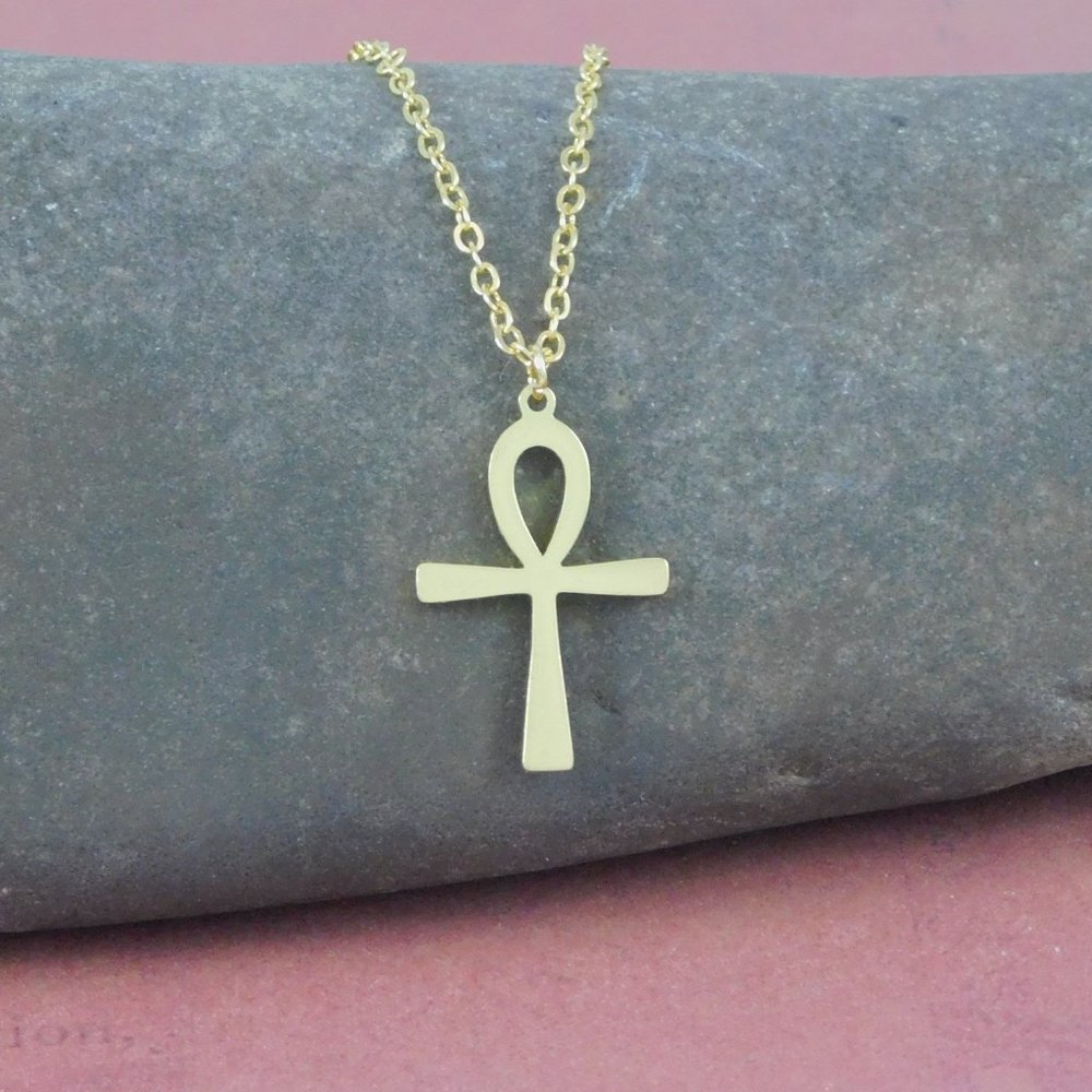 Gold Egyptian Ankh Key of Life Necklace